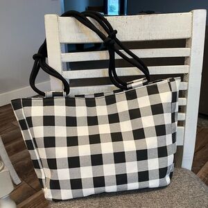 Farmhouse Is My Style Buffalo Checkered Canvas Tote Bag Purse with rope handles